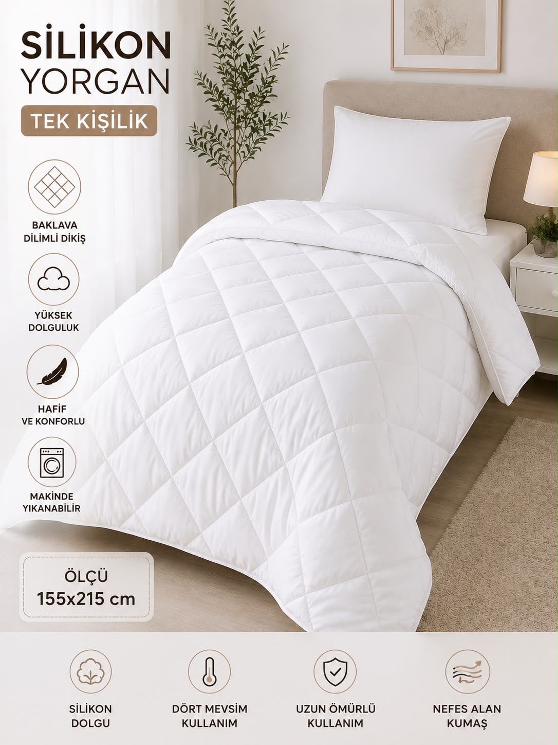 Tek Kişilik Silikon Yorgan